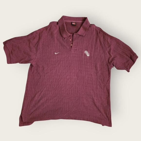 Nike Team Sports Polo Shirt Mens Sz XL Burgundy Short Sleeve embroidered FSU - Picture 1 of 7